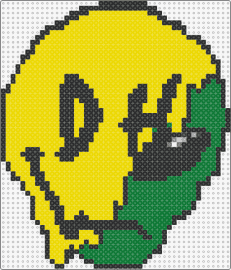 Dirty Happy Logo - Alien Chatter - dirty happy,alien,smiley,melting,trippy,dj,edm,music,logo,yellow,black,green