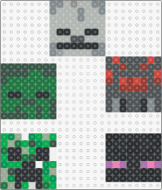 Hostile mobs - minecraft,enderman,creeper,characters,video game,charms,green,gray,black