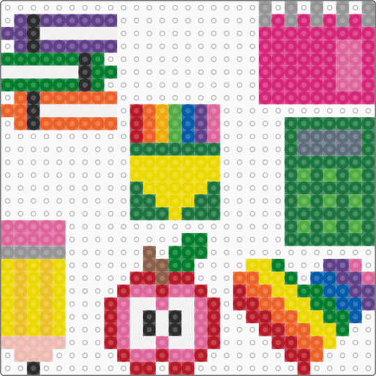 Teacher Perler Magnets - yellow,pink,red,green