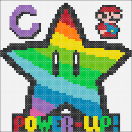 Mario Rainbow Star 2.0 - white,green,teal,pink,colorful