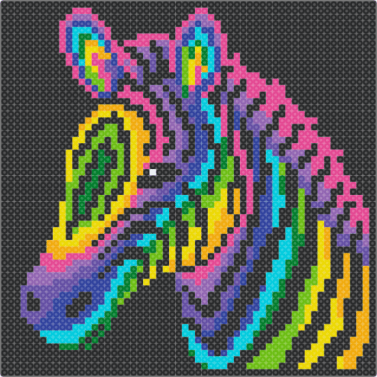 Rainbow Zebra - black,green,purple,pink