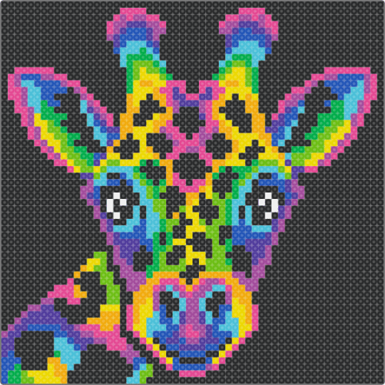 Rainbow giraffe - black, green, pink