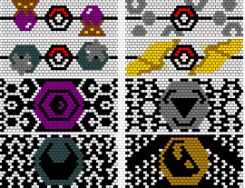 uyk - pokemon,elements,box,panels,geometric,colorful,purple,green,yellow,black,white