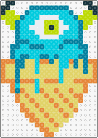 EYE crem - ice cream,cyclops,monster,cone,horned,treat,melting,cute,tan,orange,teal