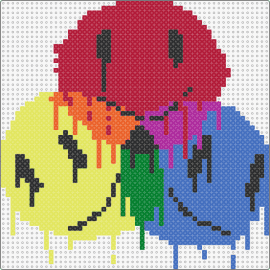 colorful drippy smiley faces - smiley,face,colorful,rgb,colorful,spectrum,red,blue,yellow