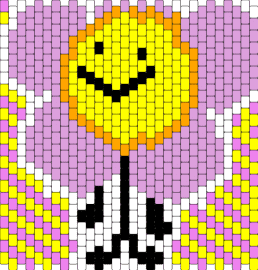 Flower Panel 1 - flower,stripes,character,smile,spring,panel,yellow,pink