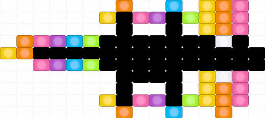 [read description] black axolotl with glowing rainbow accents - black,pink,orange,yellow