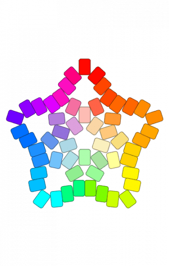 Big rainbow color wheel star - colorful, fade, gradient, light blue, orange, rainbow, teal