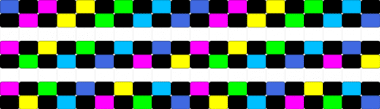 Neon pink rainbow and black checker cuffs - black,yellow,light blue,colorful,rainbow,checker,neon,bright,ladder
