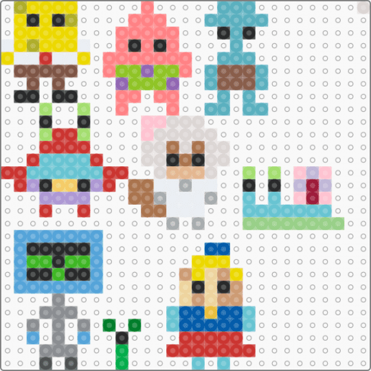 Mini SpongeBob main character figures - red,green,light blue,colorful,cute,spongebob,show,movie,nickelodeon,cartoon