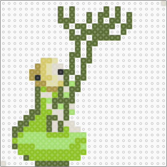 Very generous larvae holding a bundle of plants - gold,green