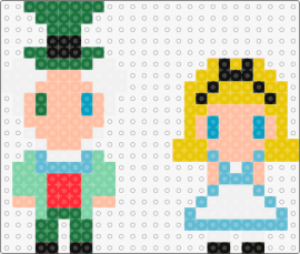 Alice og Mad Hatter - mad hatter,alice in wonderland,characters,story,chibi,movie,blonde,green,light blue,white,tan