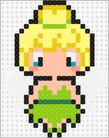 Klokkublóma - tinkerbell,peter pan,fairy,charater,chibi,winged,blonde,movie,animation,green,yellow,pink