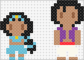 Jasmine og Aladdin - jasmine,aladdin,disney,movie,characters,chibi,princess,light blue,purple,brown,black