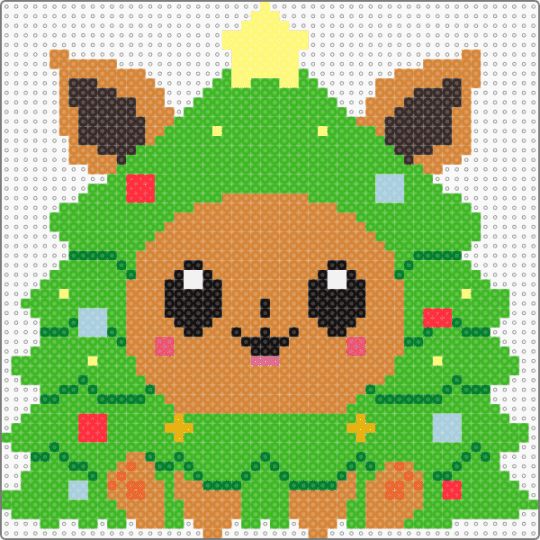 Eevee as a Christmas tree - green,orange