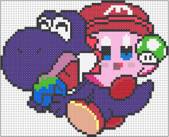 Kirby and Yoshi - red,purple,pink,kirby,yoshi