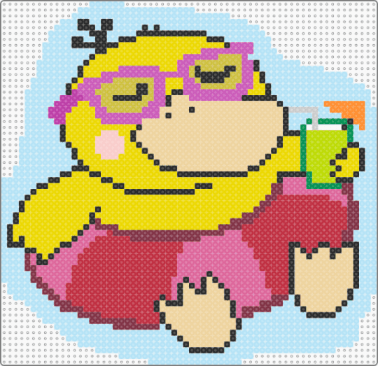 Psyduck in floaty - pink,yellow,colorful,pokmon,psyduck
