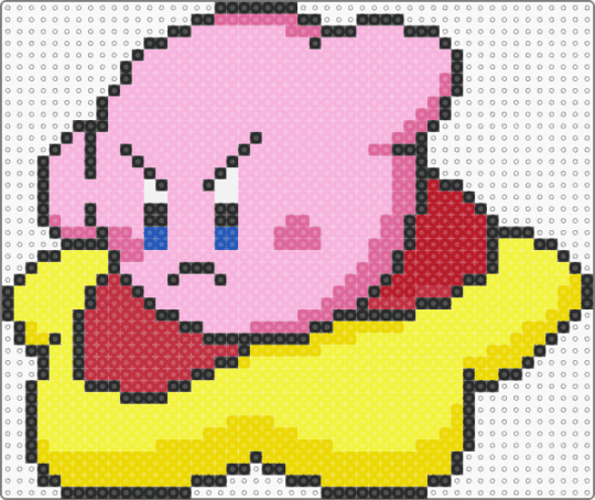 Angry floating star Kirby - pink,yellow