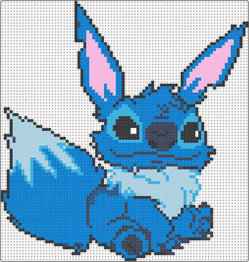 Stitch as Eevee pokemon - stitch,eevee,pokemon,mashup,disney,cute,character,lilo and stitch,animal,cartoon,gaming,video game,blue