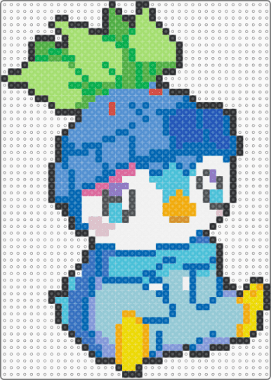 Pickup wearing oldish hat - piplup,oddish,pokemon,cute,gaming,video game,blue,light blue,green
