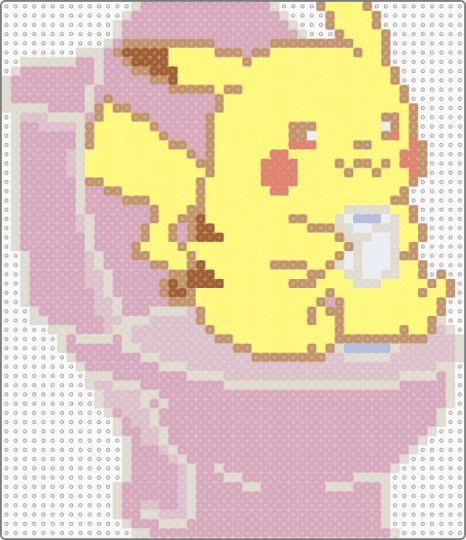 Pikachu sitting on loo 58x58 - beige,pink,yellow,pokmon,pikachu