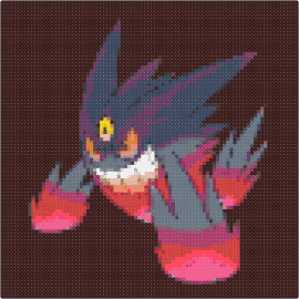 Mega gengar - gengar,pokemon,evolution,ghost,character,panel,spooky,gaming,pink,gray,black