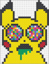 Trippy Pikachu - pikachu,trippy,drooling,acid,pokemon,yellow,colorful,red,green