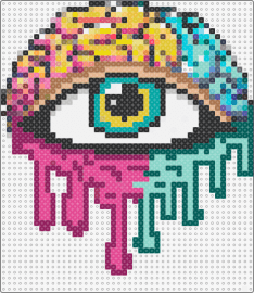 Melt Ur Brain - trippy,brain,eye,melting,orange,teal,pink,white