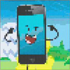 mephone4 - mephone4,cell phone,bfdi,battle for dream island,character,animation,tv show,blue,teal,black,green