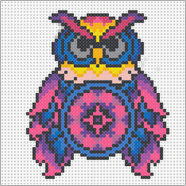 Purple Pink Owl - owl,edc,festival,bird,colorful,music,animal,pink,purple,blue