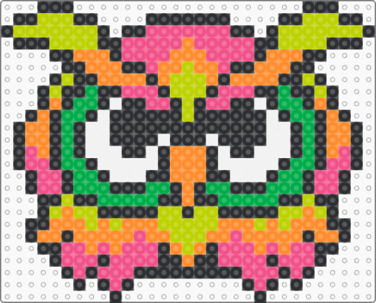Neon Owl Head - orange,green