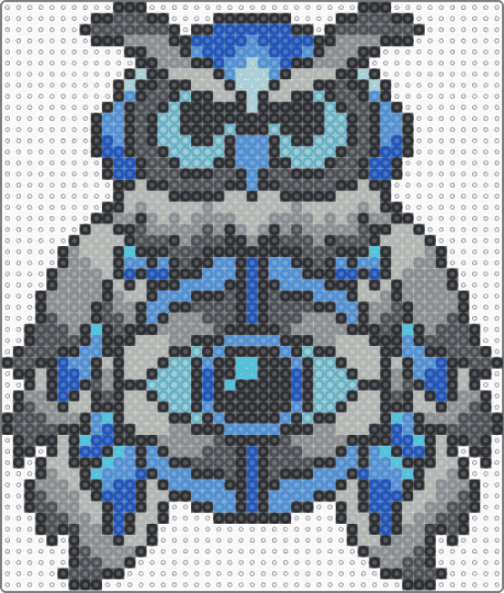 Blue Eye Owl - light blue,gray,beige