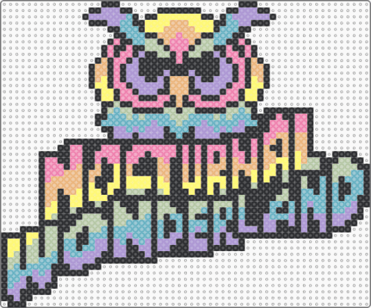 Glowing Owl Nocturnal Wonderland - black,light blue,pink