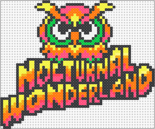 Neon Owl Nocturnal Wonderland - nocturnal wonderland,owl,festival,music,black,red,yellow,orange