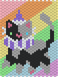 I remixed someone else's pattern this is not mine - cat,clown,party,parnel,colorful,stripes,black,gray,purple,orange