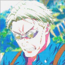 NANAMI (PERLER +TOP TIER) - kento nanami,jujutsu kaisen,portrait,manga,anime,light blue,white