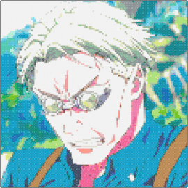 NANAMI (PERLER) - kento nanami,jujutsu kaisen,portrait,manga,anime,light blue,white