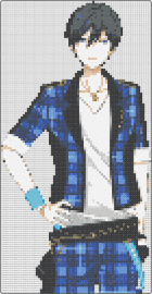 Trickstar 1 - hokuto hidaka,trickstar,ensemble stars,character,music,band,anime,white,blue