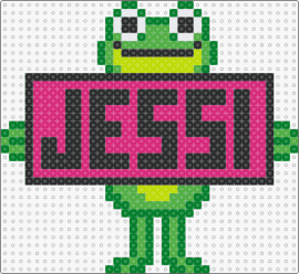 Frog/ Jessi - frog,sign,name,text,cute,animal,smile,amphibian,green,pink,black