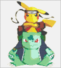 PIKUTO - pokemon,naruto,pikachu,bulbasaur,mashup,characters,gaming,anime,yellow,green