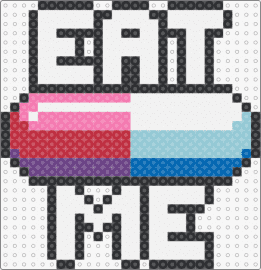 Eat Me - pill,eat me,text,trippy,drugs,medicine,white,red