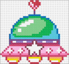 Cute UFO - ufo,flying saucer,alien,colorful,cute,space,extraterrestrial,star,pink,green,tea