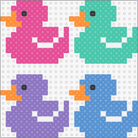 Ducks - duck,animal,quartet,colorful,joy,simplicity,playful,pink,green,blue,purple