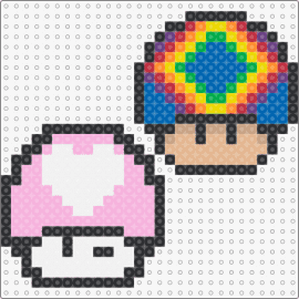 Mushroom Head- Heart & Rainbow - mario,mushroom,heart,colorful,nintendo