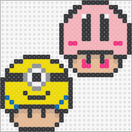 Mushroom Head- Minion & Kirby - minion,kirby,despicable me,mario,nintendo,video game,mushroom,yellow,pink,tan