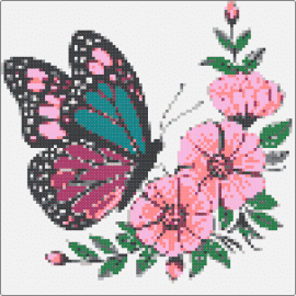 random butterfly - butterfly,flowers,nature,insect,panel,spring,pink,green