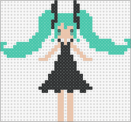 Deep sea miku perler - hatsune miku,vocaloid,music,character,dress,black,teal