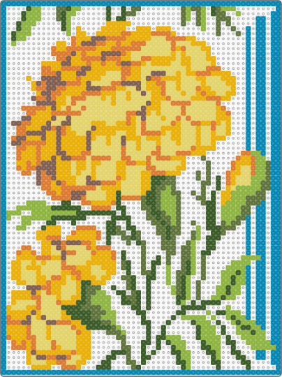 Marigolds - orange,gold,yellow,light blue,flower,marigolds,floral