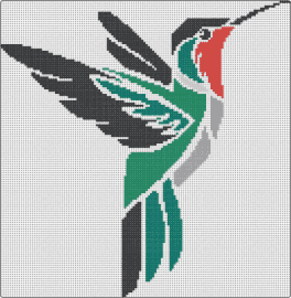 Hummingbird v2 - hummingbird,stained glass,geometric,bird,animal,winged,nature,teal,green