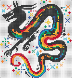 Sparkly rainbow Dragon - dragon,sparkles,rainbow,silhouette,colorful,black,red,orange